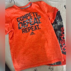 Adidas Kids Orange Graphic T-Shirt/Short Set